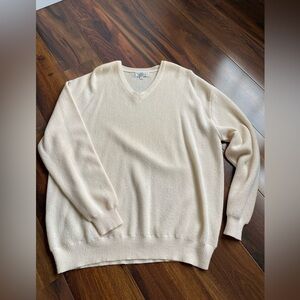 Tuttle 100% Alpaca Wool V-Neck Sweater Lightweight Cream Men’s XL